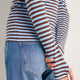 Marnie Long Sleeve Jersey Top - Chocolate/Sky Blue Stripe