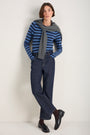 Marnie Long Sleeve Jersey Top - Midnight/Denim Blue Stripe