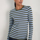 Marnie Long Sleeve Jersey Top - Denim Blue/Olive Stripe