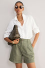 Myla Pleat Front Short - Olivine