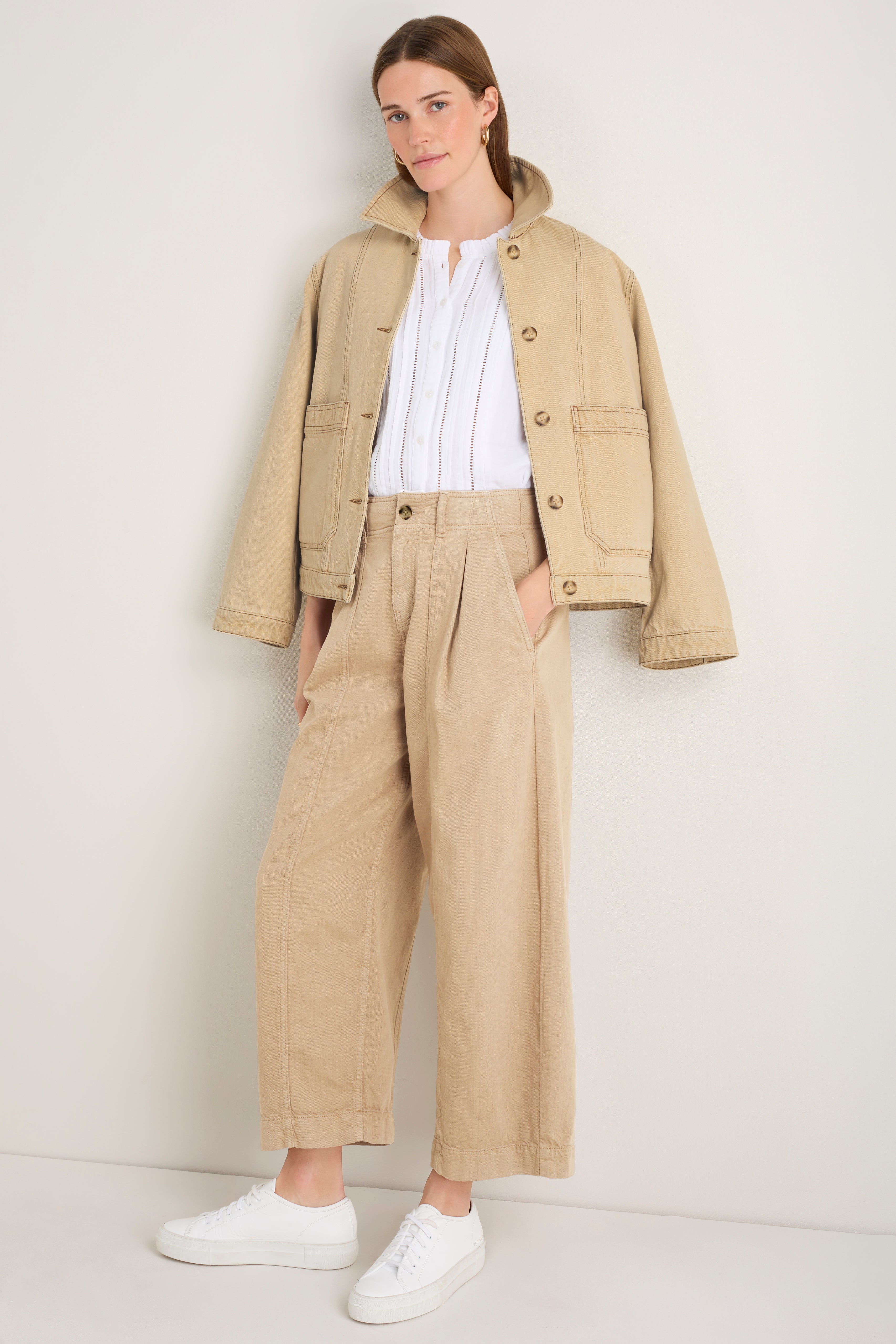 Phoebe Pleat Front Trouser - Dark Oat
