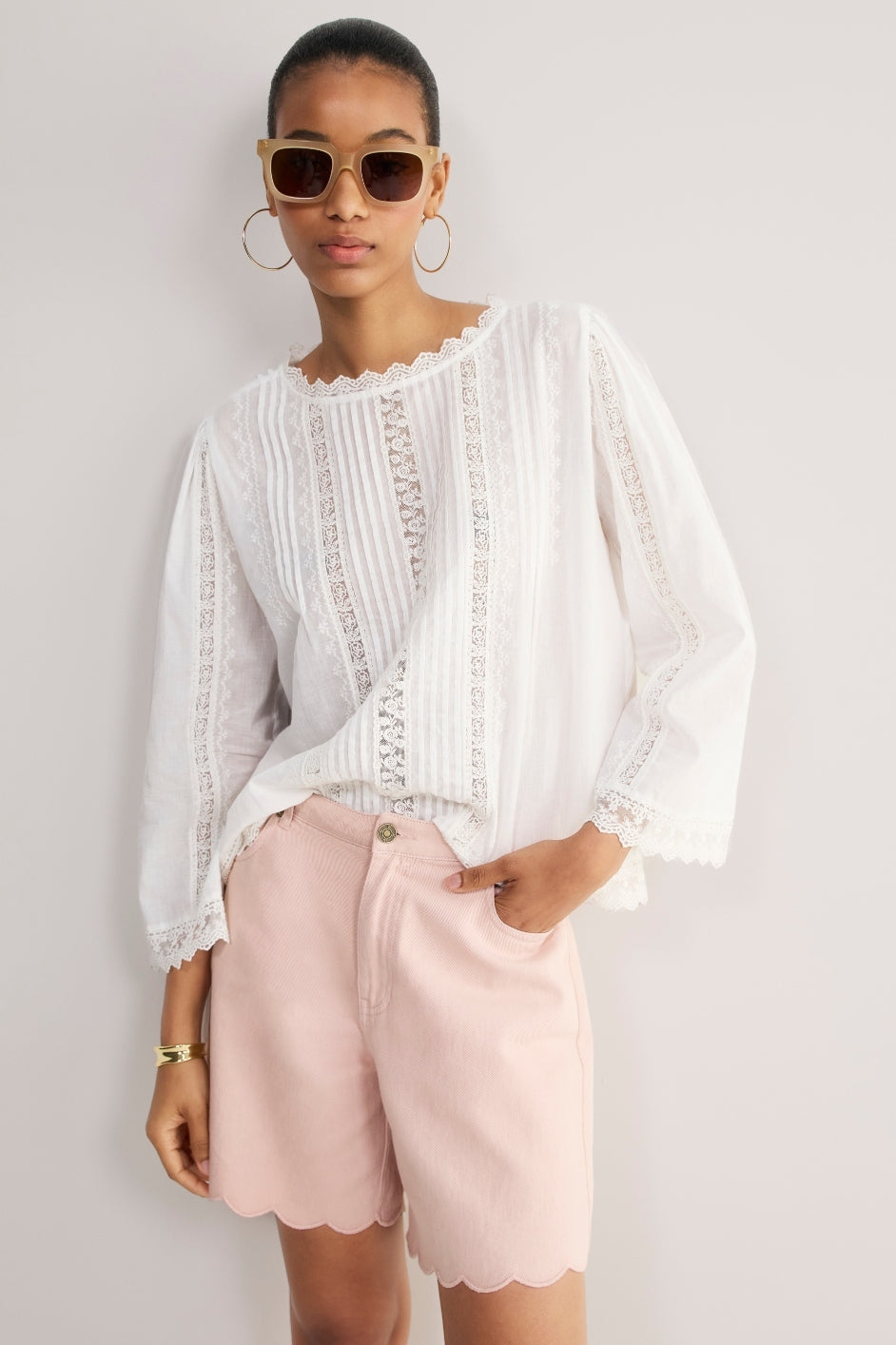Renee Blouse - White Embroidered
