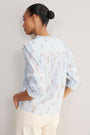Riley Blouse - Blue/Ivory Stripe Floral