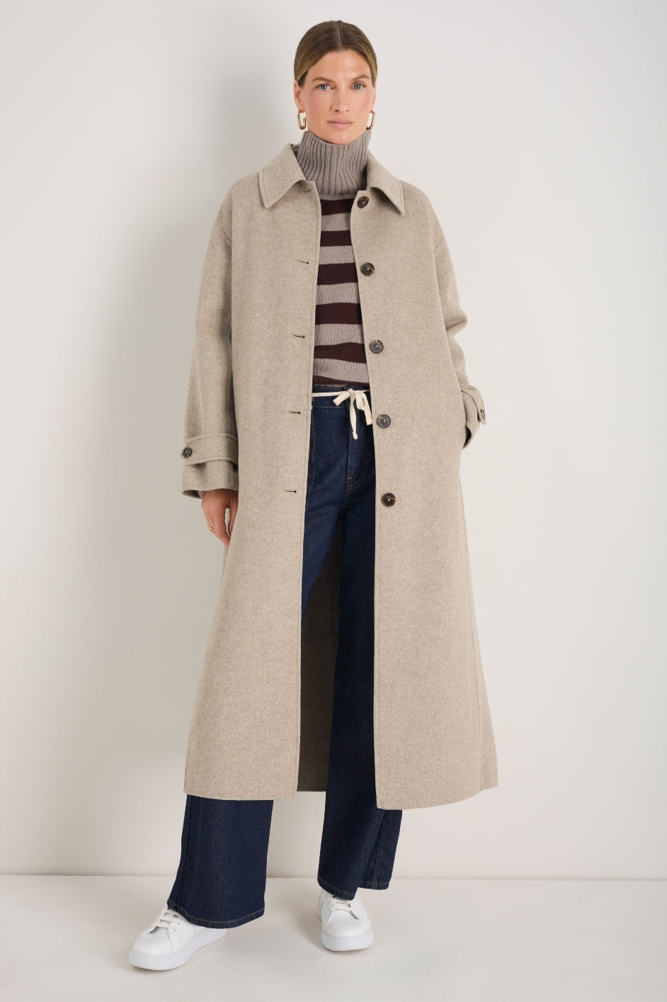 Romy Double Face Wool/Cashmere Coat - Oatmeal Marl
