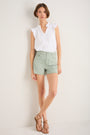 Ruby Scallop Short - Sage Green/Ivory Stripe
