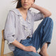 Kiera Blouse - Misty Blue/Ivory Stripe