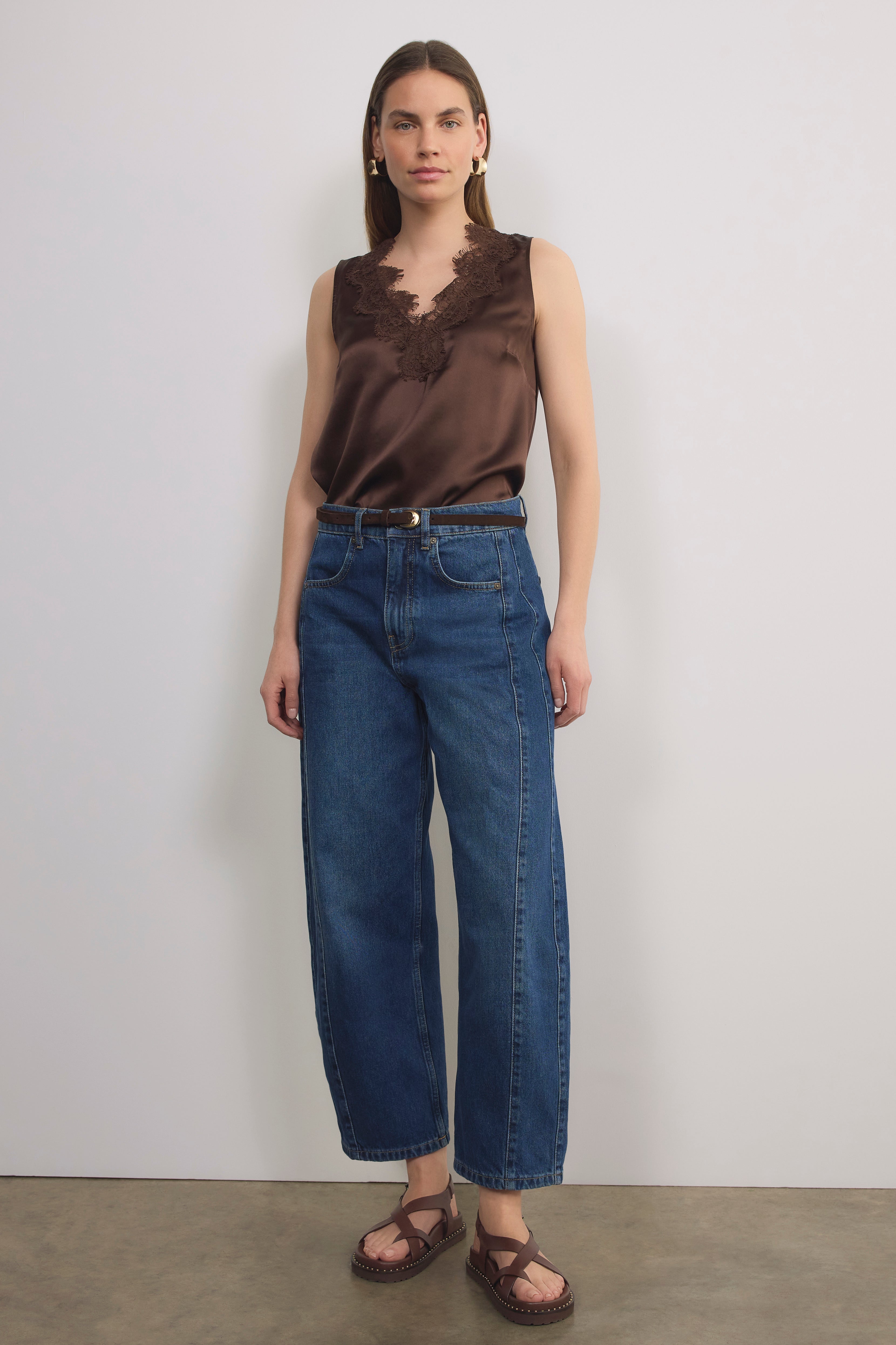 Amelie Silk Top - Warm Cocoa
