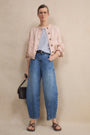 Hallie Collarless Jacket - Dusky Pink