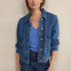 Chiara Linen V Neck Tee - Riviera Blue