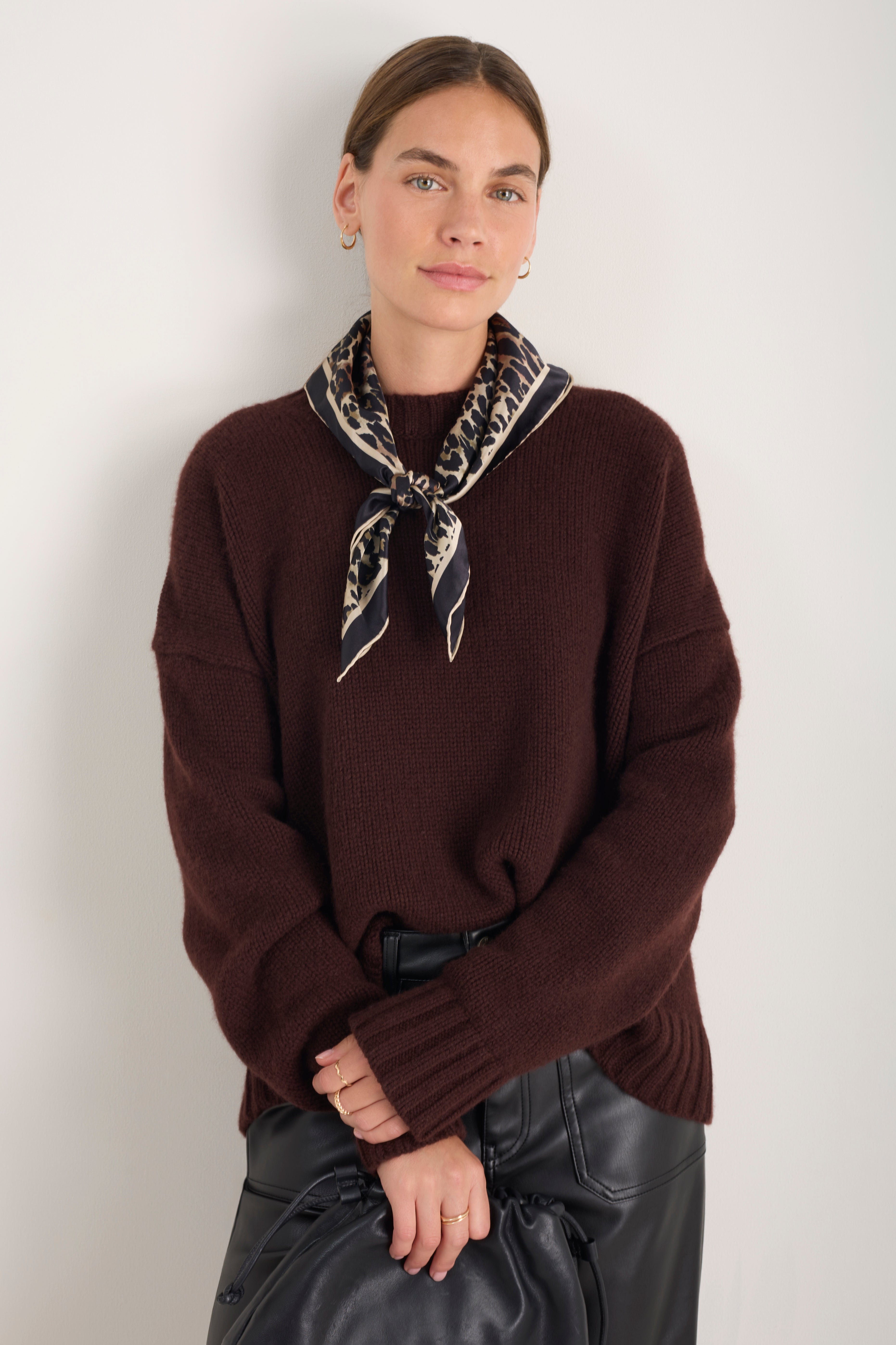 Serena Silk Scarf - Brown Leopard