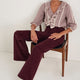Sierra Blouse - Ecru/Deep Fig Check