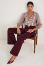 Sierra Blouse - Ecru/Deep Fig Check
