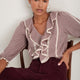 Sierra Blouse - Ecru/Deep Fig Check