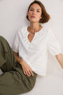 Lucie Broderie Top - White