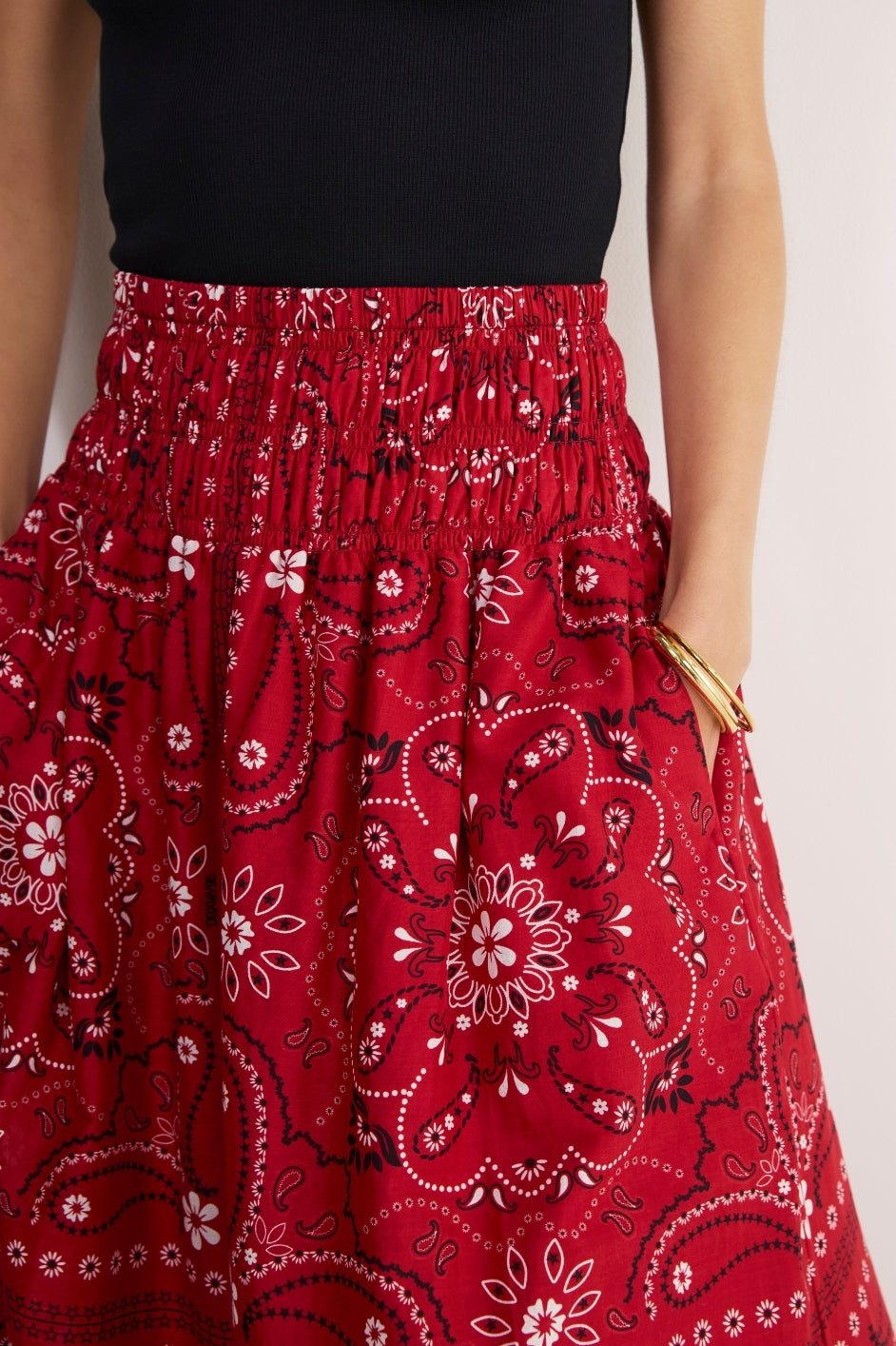DB x WYSE Skirt - Red Bandana Print