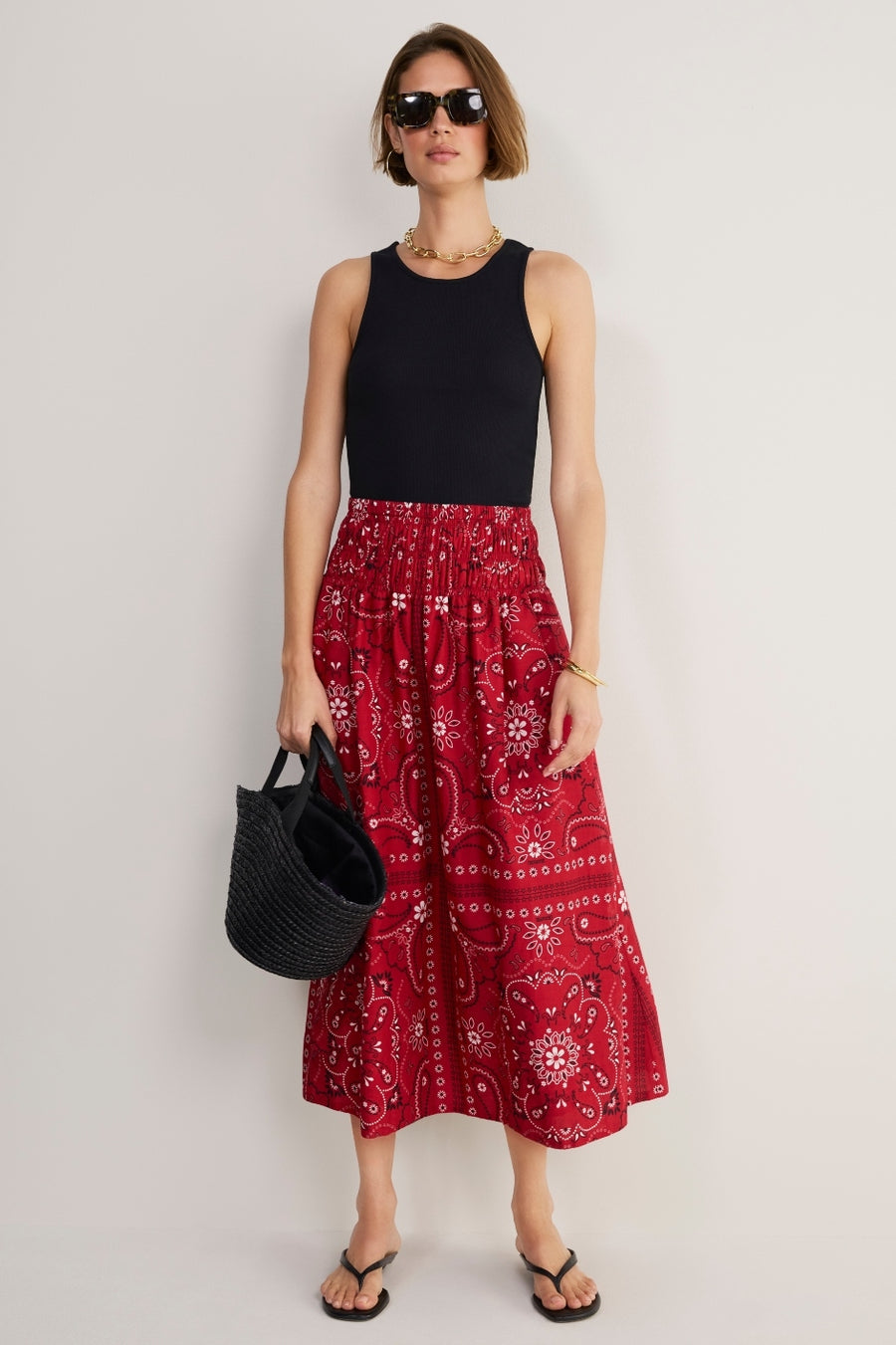 DB x WYSE Skirt - Red Bandana Print