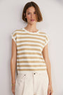 Fleurine Linen Cotton Tank - Tan/Ivory Stripe
