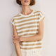 Fleurine Linen Cotton Tank - Tan/Ivory Stripe